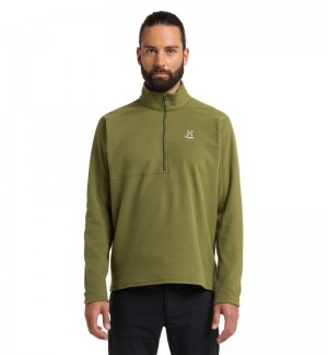 Men's Haglöfs Buteo 1/2 zip Fleece Jackets Olive Green Canada | JN43-041