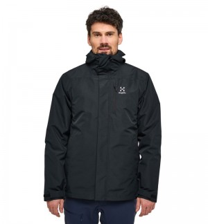 Men's Haglöfs Ek 3-in-1 Proof Jacket Windbreaker Black Canada | HR20-240