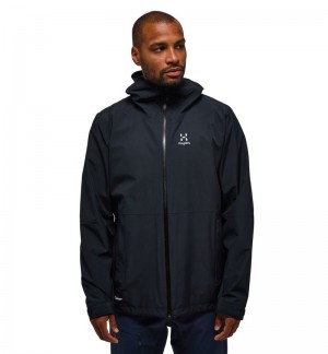 Men's Haglöfs Finch Proof Jacket Windbreaker Black Canada | HT78-917