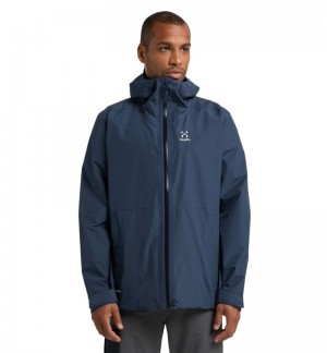 Men's Haglöfs Finch Proof Jacket Windbreaker Blue Canada | NN75-263