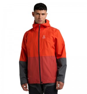 Men's Haglöfs Finch Proof Jacket Windbreaker Habanero / Magnetite Canada | OC04-371