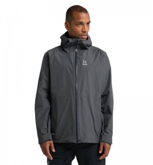 Men's Haglöfs Finch Proof Jacket Windbreaker Magnetite Canada | NR86-234