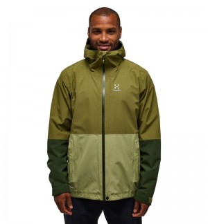 Men's Haglöfs Finch Proof Jacket Windbreaker Olive Green / Green Canada | JI49-089