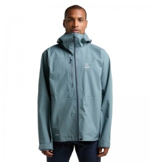 Men's Haglöfs Front Proof Jacket Windbreaker Blue Canada | HM96-996