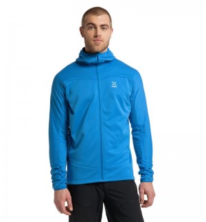 Men's Haglöfs Frost Mid Hood Fleece Jackets Blue Canada | ZH74-812