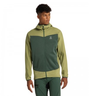 Men's Haglöfs Frost Mid Hood Fleece Jackets Green / Green Canada | GJ70-568