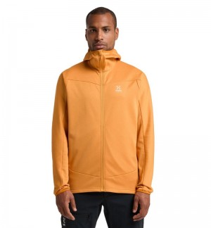 Men's Haglöfs Frost Mid Hood Fleece Jackets Yellow Canada | WL67-645