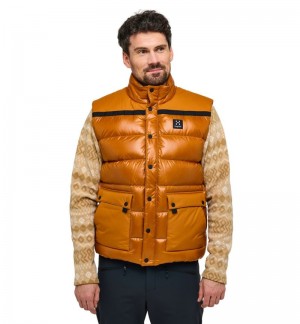 Men's Haglöfs Funäs Down Vest Insulated Jackets Golden Brown Canada | CZ60-022