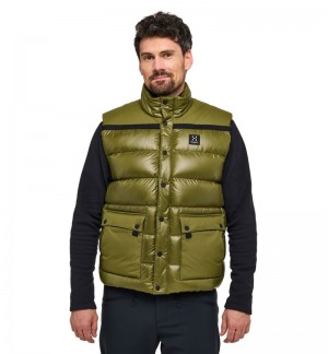 Men's Haglöfs Funäs Down Vest Insulated Jackets Olive Green Canada | DT24-752