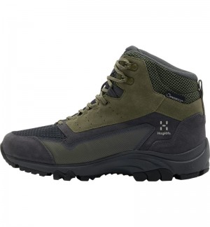 Men's Haglöfs Haglöfs Skuta Proof Mid Hiking Shoes Magnetite / Olive Green Canada | SH80-605