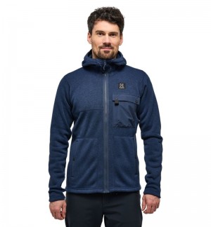 Men's Haglöfs Hede Mid Hood Fleece Jackets Blue Canada | GR54-844