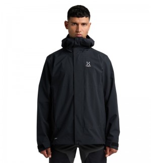 Men's Haglöfs Koyal Proof Jacket Windbreaker Black Canada | VR62-592