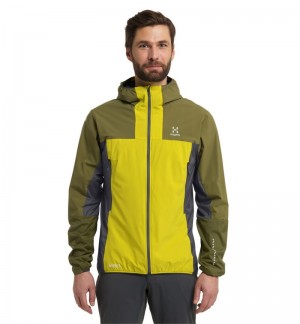 Men's Haglöfs L.I.M Alpha Hood Windbreaker Aurora / Olive Green Canada | DS24-857