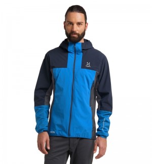 Men's Haglöfs L.I.M Alpha Hood Windbreaker Blue / Blue Canada | NK99-845