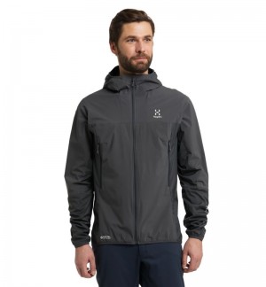 Men's Haglöfs L.I.M Alpha Hood Windbreaker Magnetite Canada | TV96-019