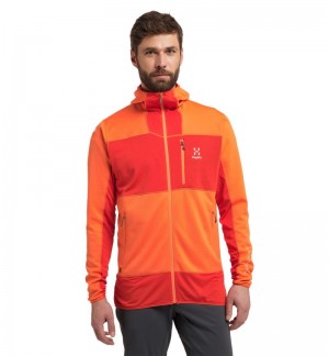 Men's Haglöfs L.I.M Mid Fast Hood Fleece Jackets Orange Canada | IE93-093