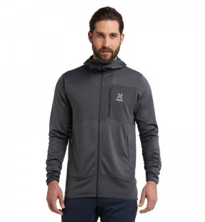 Men's Haglöfs L.I.M Mid Fast Hood Fleece Jackets Magnetite Canada | YP38-418