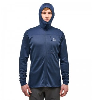 Men's Haglöfs L.I.M Mid Multi Hood Fleece Jackets Blue Canada | QK78-400