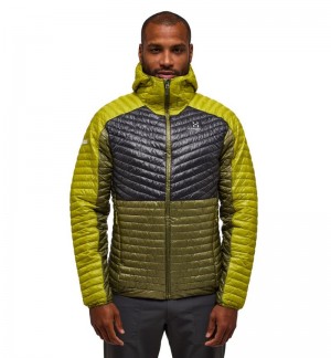 Men's Haglöfs L.I.M Mimic Hood Insulated Jackets Olive Green / Magnetite Canada | WN21-472