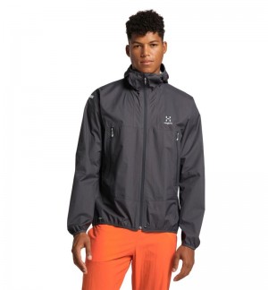 Men's Haglöfs L.I.M Proof Jacket Windbreaker Magnetite Canada | NI60-457