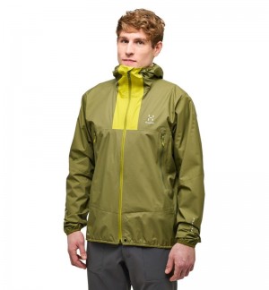 Men's Haglöfs L.I.M Proof Jacket Windbreaker Olive Green / Aurora Canada | SL21-560