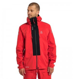 Men's Haglöfs L.I.M ZT Mountain GTX PRO Jacket Windbreaker Red / Black Canada | BP21-195