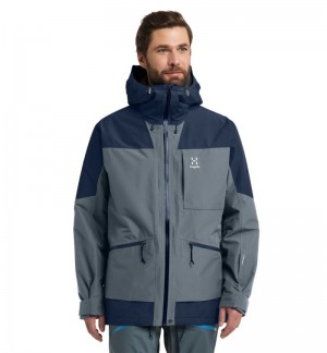 Men's Haglöfs Lumi Insulated Jacket Windbreaker Blue / Blue Canada | SR21-019