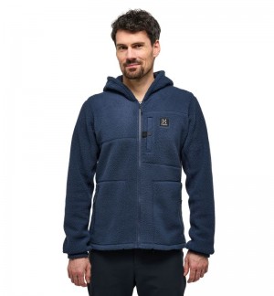 Men's Haglöfs Malung Pile Hood Fleece Jackets Blue Canada | NP71-014