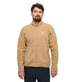 Men's Haglöfs Mossa Pile Jacket Fleece Jackets Beige Canada | ES98-077