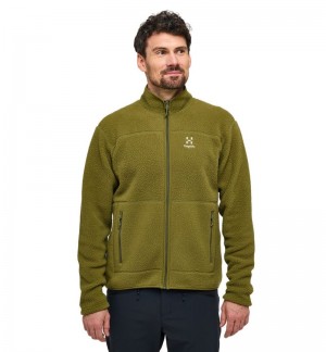 Men's Haglöfs Mossa Pile Jacket Fleece Jackets Olive Green Canada | UF34-987