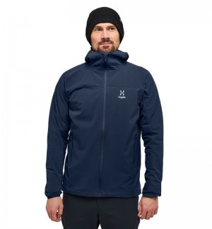 Men's Haglöfs Move Softshell Hood Windbreaker Blue Canada | HE29-736