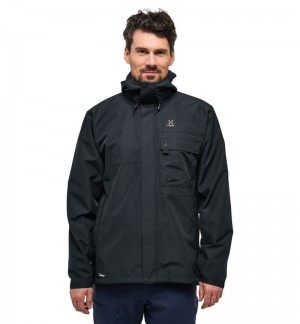 Men's Haglöfs Porfyr Proof Jacket Windbreaker Black Canada | RF16-543