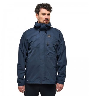 Men's Haglöfs Porfyr Proof Jacket Windbreaker Blue Canada | HD32-997