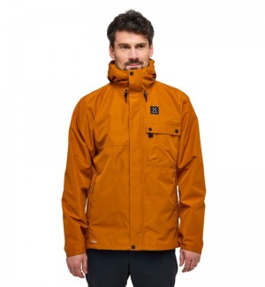 Men's Haglöfs Porfyr Proof Jacket Windbreaker Golden Brown Canada | IM55-743