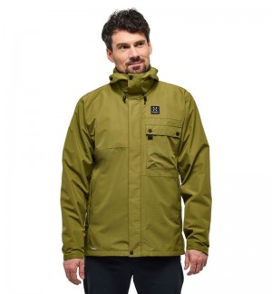 Men's Haglöfs Porfyr Proof Jacket Windbreaker Olive Green Canada | OM07-949