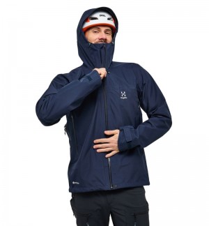 Men's Haglöfs ROC Flash GTX Jacket Windbreaker Blue Canada | PC32-033