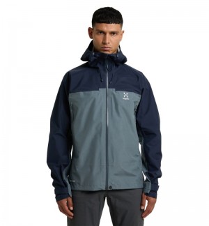 Men's Haglöfs ROC Flash GTX Jacket Windbreaker Blue / Blue Canada | KO04-924