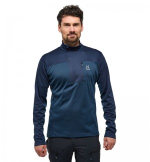 Men's Haglöfs ROC Flash Mid Halfzip Fleece Jackets Blue Canada | NR43-167