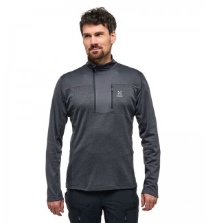 Men's Haglöfs ROC Flash Mid Halfzip Fleece Jackets Magnetite Canada | IM65-362