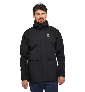 Men's Haglöfs Reed GTX Parka Windbreaker Black Canada | OH47-568