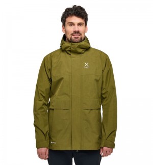 Men's Haglöfs Reed GTX Parka Windbreaker Olive Green Canada | CO94-137