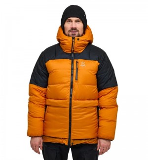 Men's Haglöfs Riksgränsen Down 850 Hood Insulated Jackets Yellow / Black Canada | BF61-189