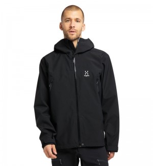 Men's Haglöfs Roc GTX Jacket Windbreaker Black Canada | VB98-888