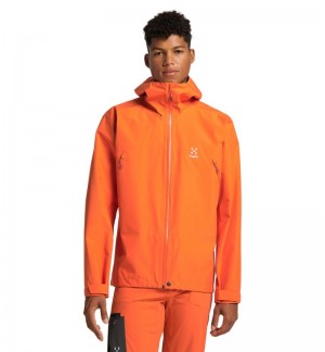 Men's Haglöfs Roc GTX Jacket Windbreaker Orange Canada | OZ51-450