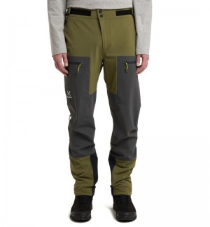 Men's Haglöfs Roc Sight Softshell Pant Softshell Trousers Olive Green / Magnetite Canada | OF91-314