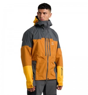 Men's Haglöfs Spitz GTX Pro Jacket Windbreaker Golden Brown / Magnetite Canada | HJ66-983