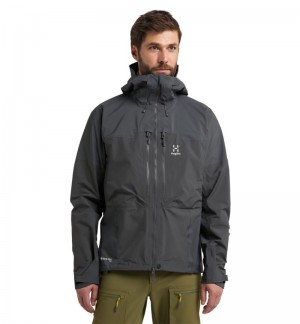 Men's Haglöfs Spitz GTX Pro Jacket Windbreaker Magnetite Canada | SQ05-198