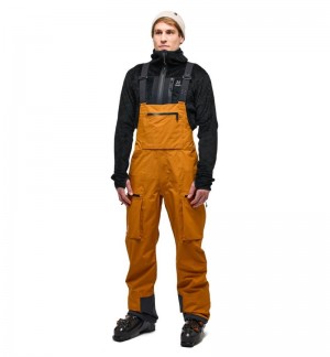 Men's Haglöfs Vassi GTX Pro Bib Waterproof Trousers Golden Brown Canada | YB11-845