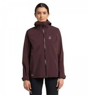 Women's Haglöfs Aria Proof Jacket Windbreaker Burgundy Brown Canada | XS28-847