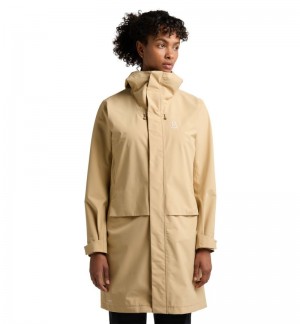 Women's Haglöfs Aria Proof Parka Waterproof Jackets & Raincoats Beige Canada | QD16-374